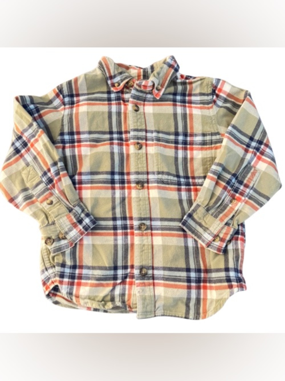 Hanna Andersson Boys Plaid Button Down Flannel Shirt Size 5 Rustic Preppy